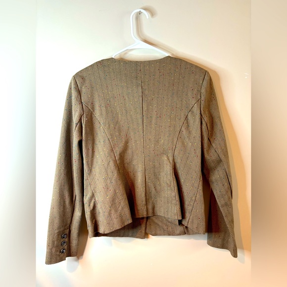 CAbi Penny Tan Herringbone Multi Speckled Button Front Blazer EUC - Picture 5 of 7